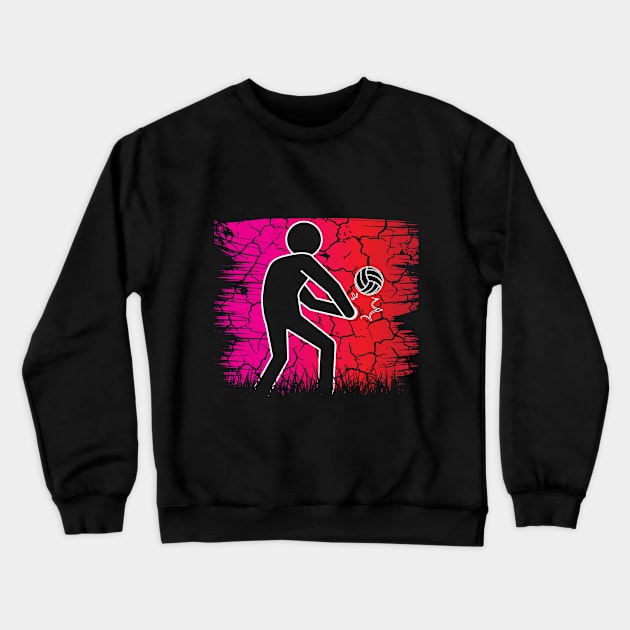 Travel back in time with beach volleyball - Retro Sunsets shirt featuring a player! Crewneck Sweatshirt by Gomqes